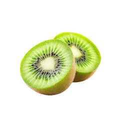 Fototapeta premium Two Halves of Freshly Cut Kiwi Fruit Isolated on Transparent background