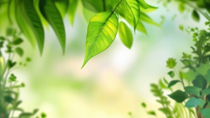 Fresh Green Leaf with Soft Natural Background – Eco Nature Concept