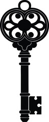 Key Silhouette Black Vector | Vintage Key Design