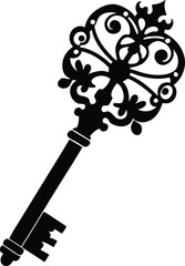 Key Silhouette Black Vector | Vintage Key Design