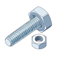 Assembling Nut Bolt Vector Icon Animation