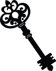 Key Silhouette Black Vector | Vintage Key Design