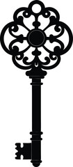 Key Silhouette Black Vector | Vintage Key Design
