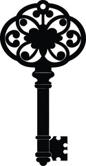Key Silhouette Black Vector | Vintage Key Design