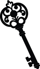 Key Silhouette Black Vector | Vintage Key Design
