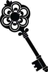 Key Silhouette Black Vector | Vintage Key Design