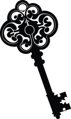 Key Silhouette Black Vector | Vintage Key Design