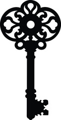 Key Silhouette Black Vector | Vintage Key Design