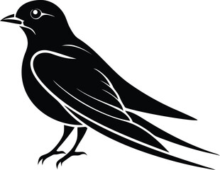 A beautiful swallow silhouette vector art, swallow isolated premium quality line art vector illustration