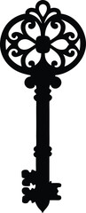 Key Silhouette Black Vector | Vintage Key Design