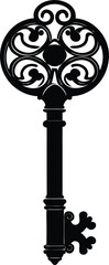 Key Silhouette Black Vector | Vintage Key Design