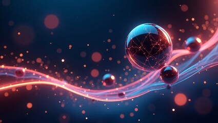 Holographic Liquid Metal Flow, Melting Tech Form with Neon Circuits