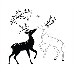 Christmas Deer with Snowflakes Background Illustration