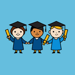 happy children in graduation cap