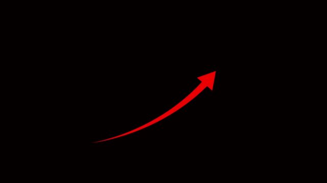 arrow rising transparent abstract business graph arrow rising transparent channel, business growth chart icon animation background 4k. fall up arrow ;Business decline trend animation. 