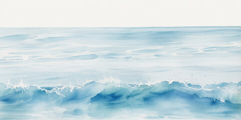 Watercolor surface ocean water wave, seamless blue water ocean wave background. Blue water ocean surfing wave.
