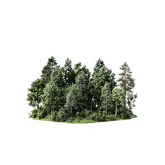 Fototapeta premium Lush Green Forest Island, Isolated on Transparent background