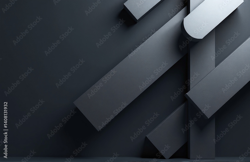 Aufkleber A Modern Design Features A Dark Gray And Silver Geometric Pattern With Shadows And Gradients For A 3d Effect And Minimalist Look.