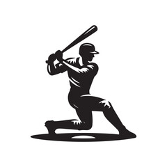 baseball batter vector silhouette clip art logo illustration