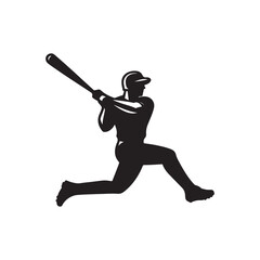 baseball batter vector silhouette clip art logo illustration
