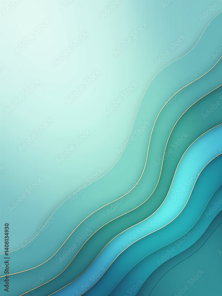 Poster a subtle abstract design features a calming blend of blue, green hues with turquoise accents and thi