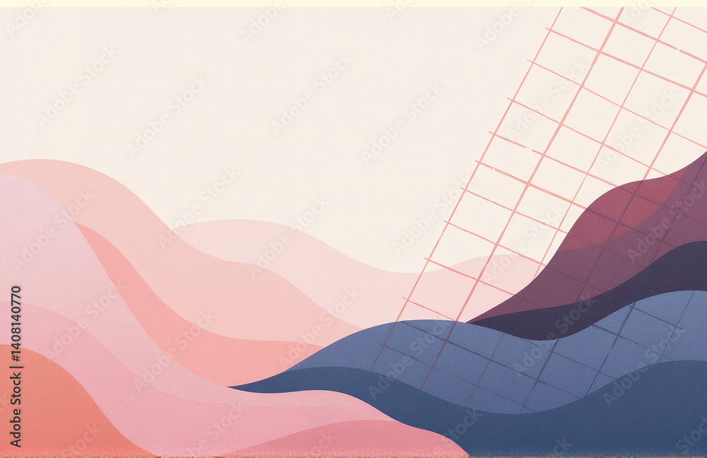 Poster abstract background in soft pastels with geometric shapes, diagonal lines, and varying shades of dar
