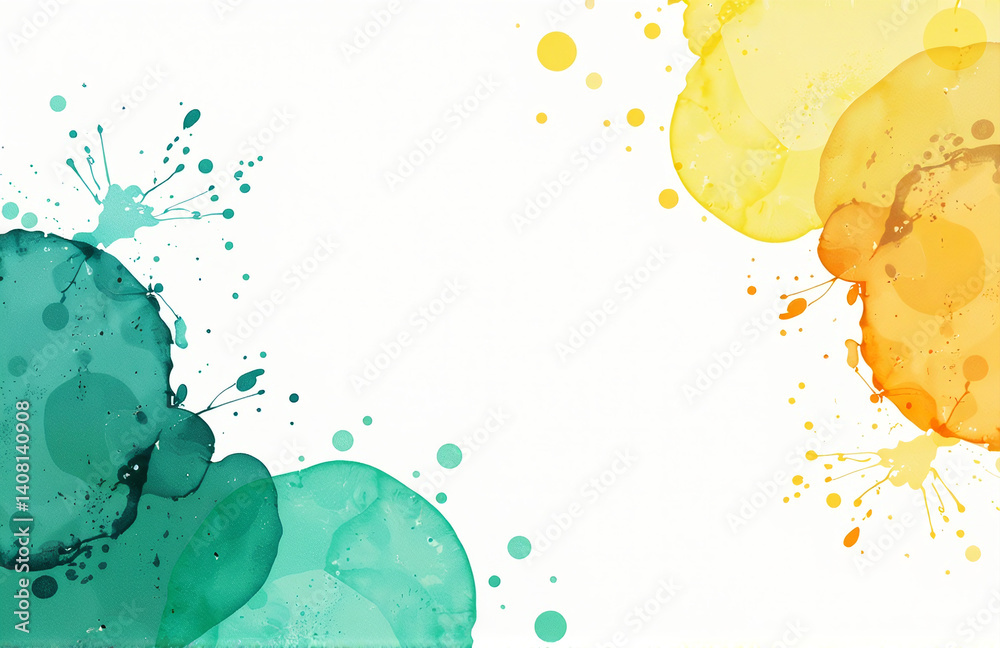 Poster abstract colorful art background with copy space for web banner featuring a green blue yellow waterc