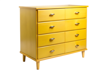 yellow chest of-drawers isolated on white background png, ai generated