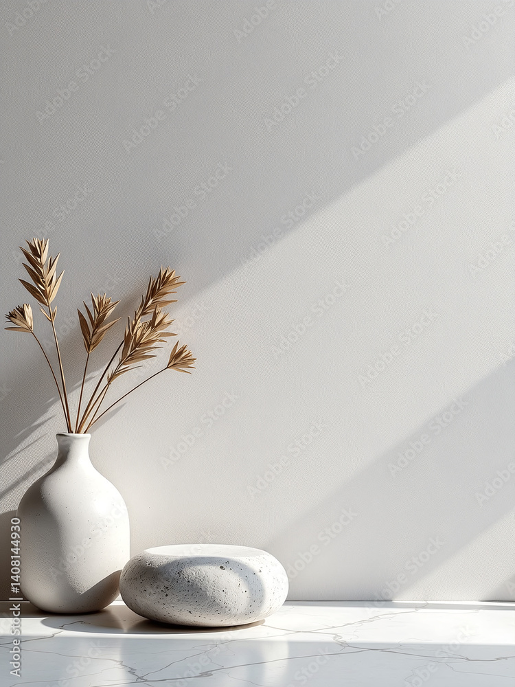 Poster Beautiful Stone Background With Copy Space For Text And Product Images, Suitable For Use As A Wide Banner Or 3d Display.