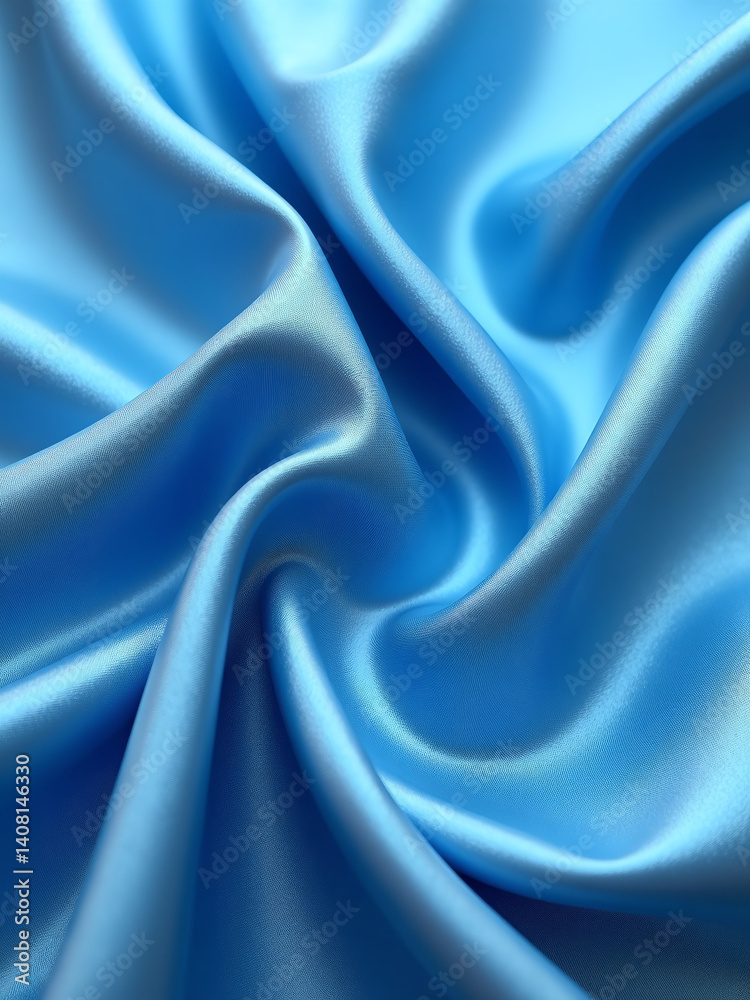 Poster blue satin fabric provides a beautiful wavy background with elegant folds, perfect for adding web ba