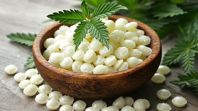 Creamy food bowl with greenery background fresh healthy culinary image