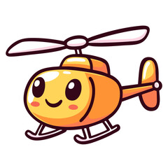 Happy smiling helicopter, doodle cartoon character, kawaii isolated cute clean and simple children vector illustration