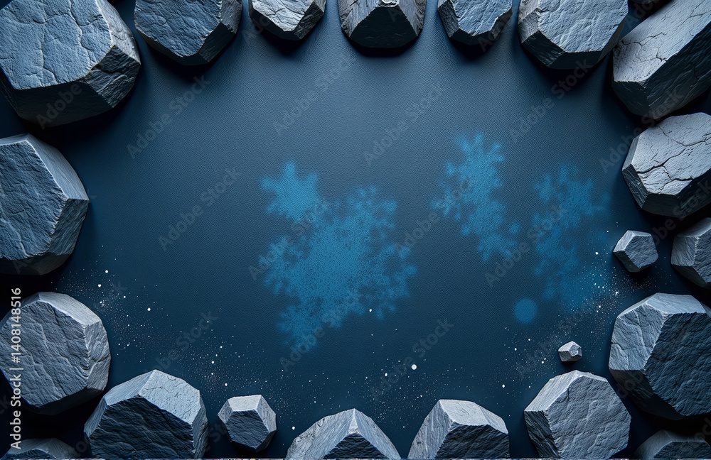 Poster Dark Blue Grunge Background With Textured Rock Elements And Ample Copy Space Perfect For Showcasing Your Creative Designs Freely.