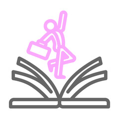 Business Book Vector Line Lt Pink Grey Icon Design