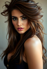 Fototapeta premium beautiful woman with long hair and blue eyes