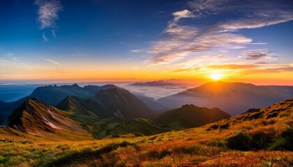 Beautiful sunrise scenery Mountain sunset beautiful sunrise and sunset scenery