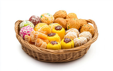 Sweet Offering Basket for Guru Nanak Dev Ji Isolated On White Background.