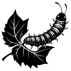 Vector art illustration of a caterpillar on a vine