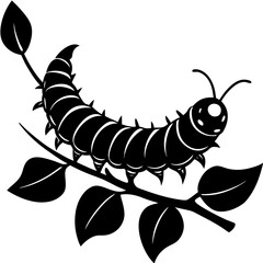 Vector art illustration of a caterpillar on a vine