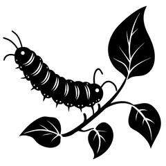 Vector art illustration of a caterpillar on a vine