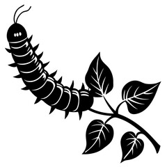 Vector art illustration of a caterpillar on a vine
