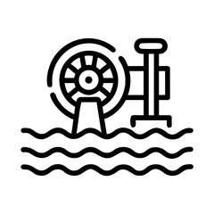 Water turbine generating energy in a river setting  
