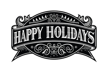 HAPPY HOLIDAYS in Color! Overlapping Rainbow Letter Banner