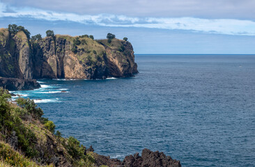 Miradouro da Tromba de Elefante auf São Miguel, Azoren, fotografiert: Blick auf die markante Felsformation 