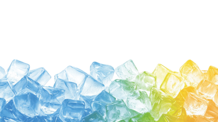 Colorful rainbow ice cubes on a dark background, cool and abstract visual delight