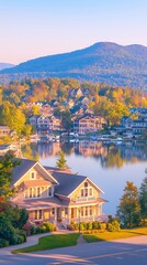 Obraz premium Mountain Lakefront Homes