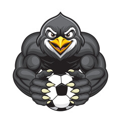 football mascot vector illustration penguin holding soccer ball design