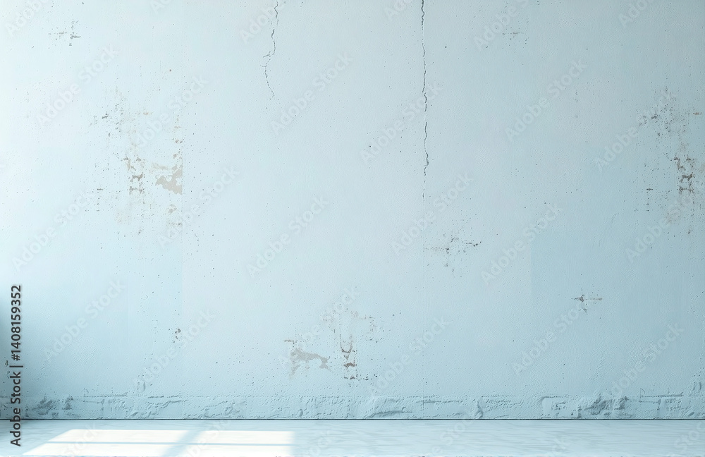 Poster old concrete wall with a light blue texture and a white grunge background for a clean copy space.