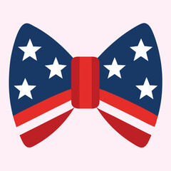 Obraz premium Patriotic Bow Tie Icon Vector – American Flag Design Illustration