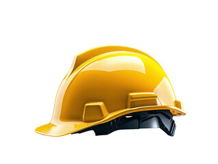 Fototapeta premium Highvisibility yellow hard hat on a black background, essential safety gear for industrial environments